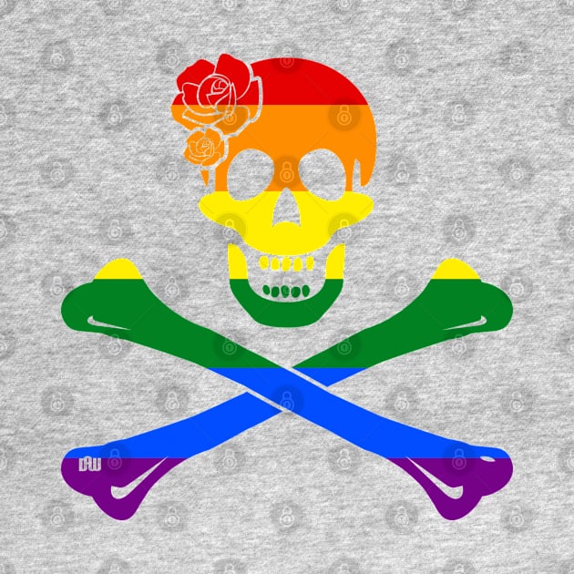 Gay Pride Skull and Crossbones by Daniela A. Wolfe Designs